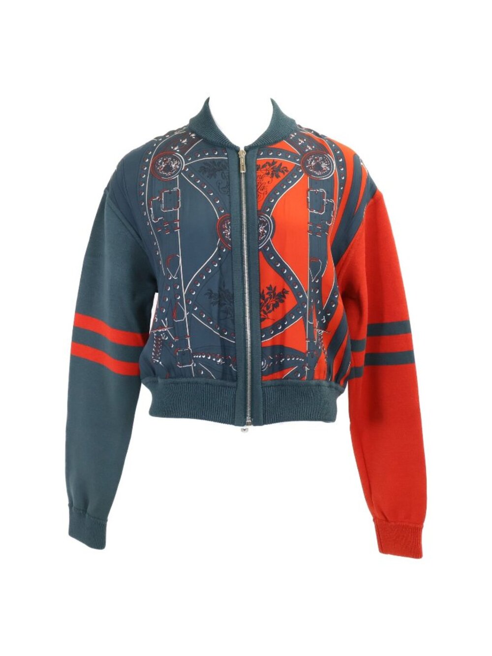 Hermes Grand Tralala Twillaine Silk Blend Zip Up Jacket 36